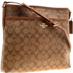 COACH SIGNATURE Brown MONOGRAM File Crossbody Bag purse Handbag